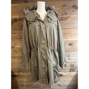 Jessica London Sporty Anorak Parka Jacket Faux Fur Trim‎ Womans Size 24